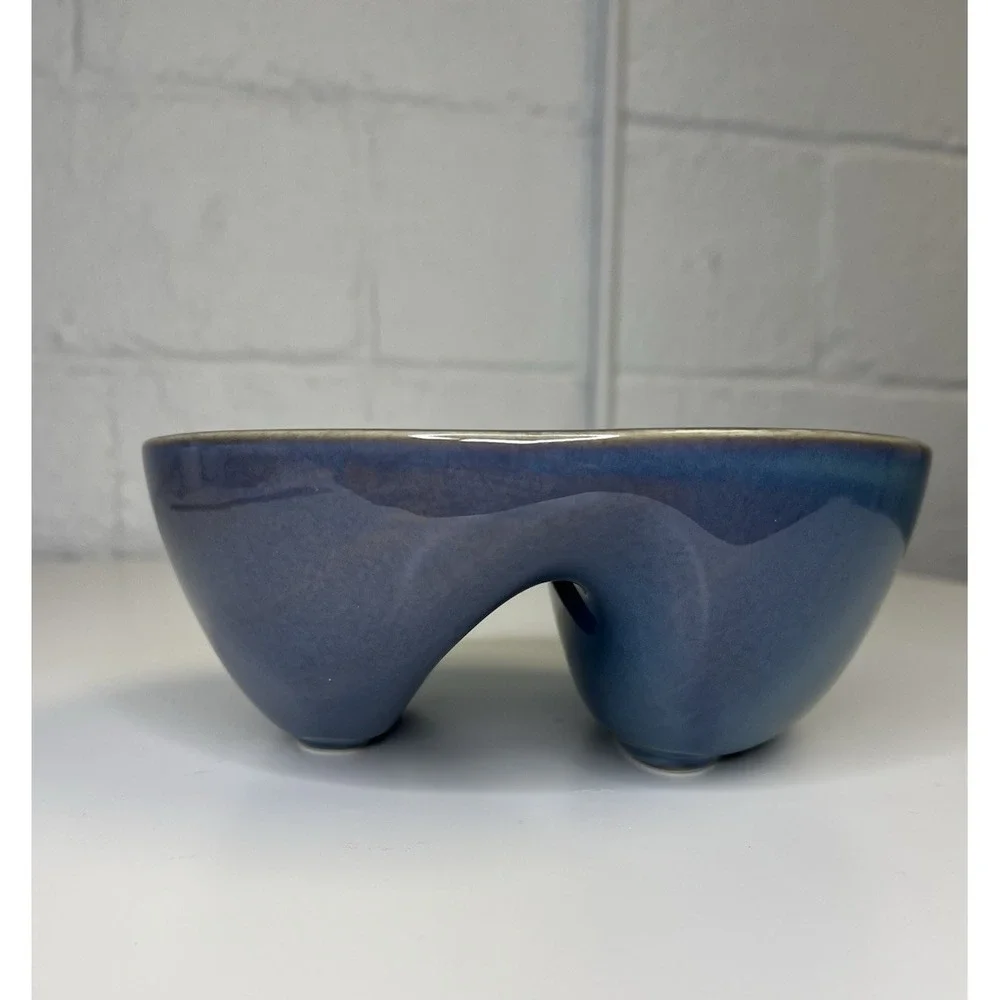 Uncommon Goods‎ Perfect Bite Divided Bowl Peter Both Blue Two Section Ceramic
